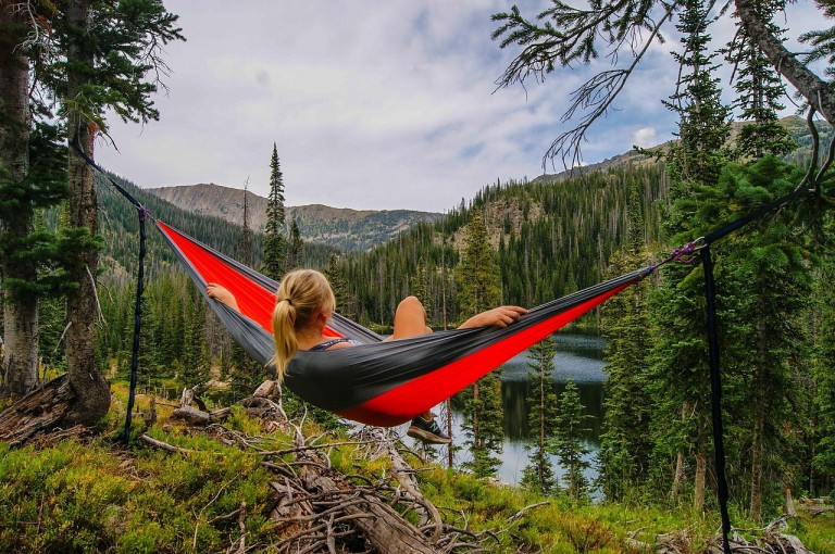 Woman in hammock