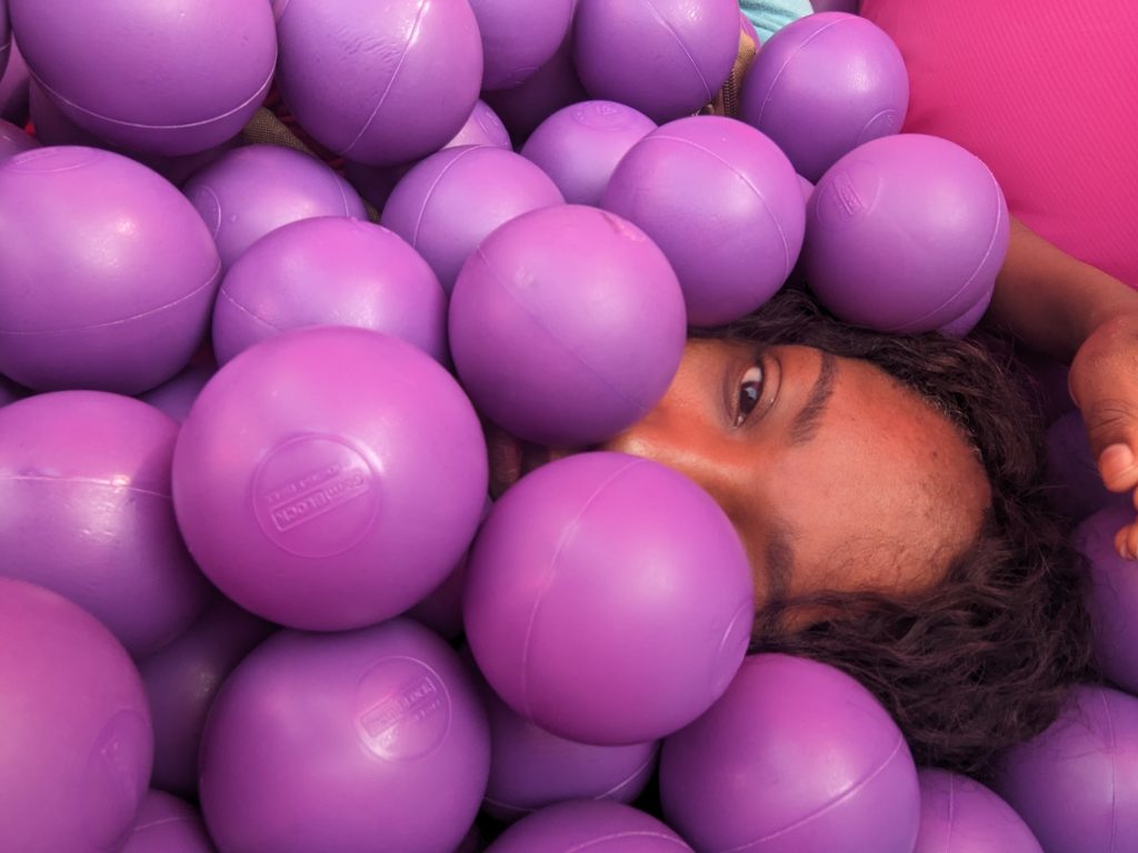 Laying in the ball put.